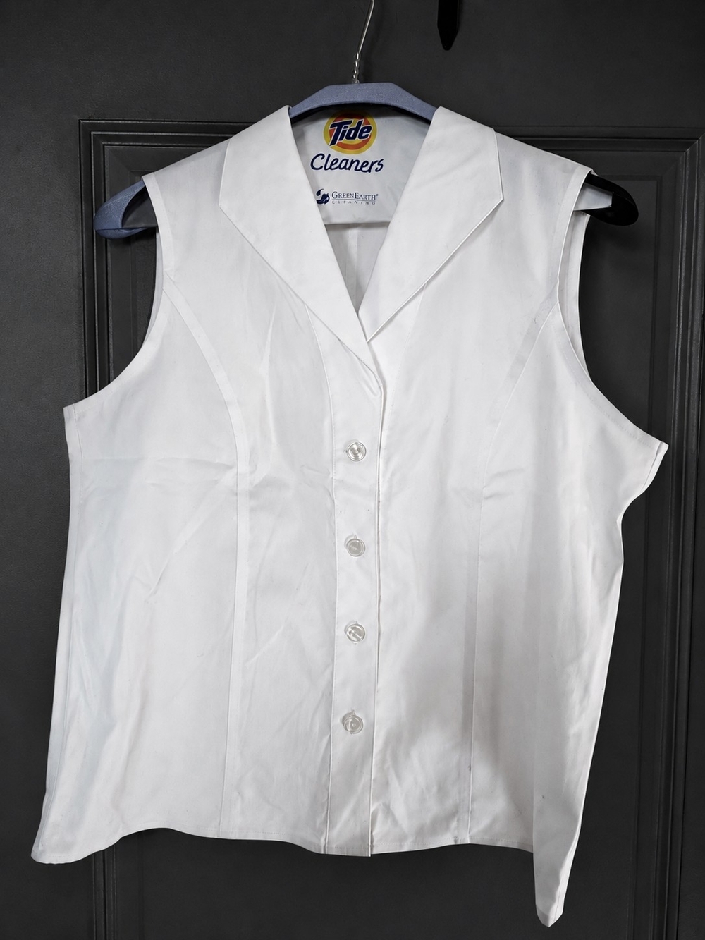 Calvin Klein White Sleeveless Button-Down Shirt